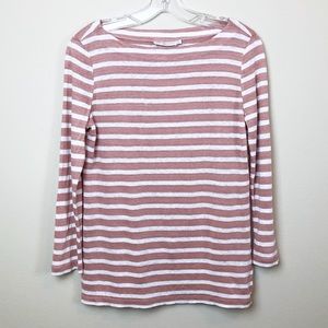 Tory Burch / Pink and Cream Linen Top